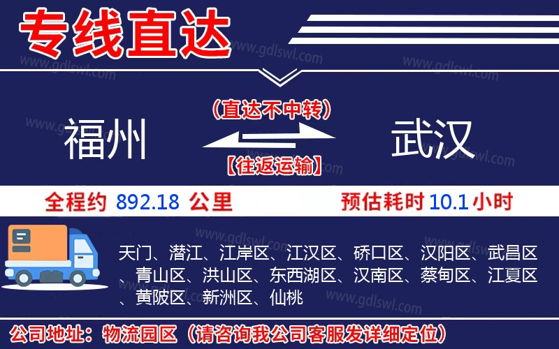 福州到武漢物流公司 福州到武漢物流公司