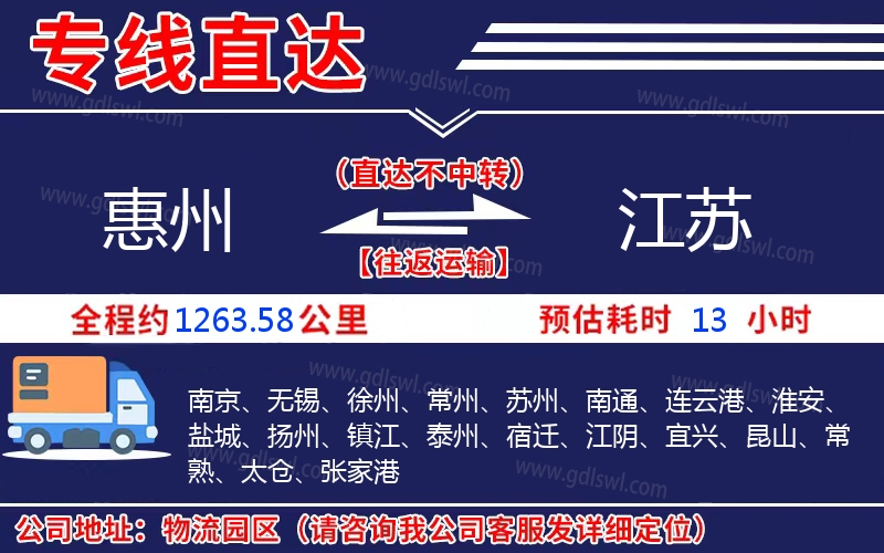 惠州到江蘇物流公司 惠州到江蘇物流公司