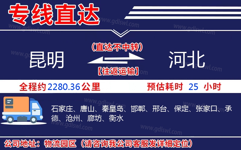 昆明到河北物流公司 昆明到河北物流公司