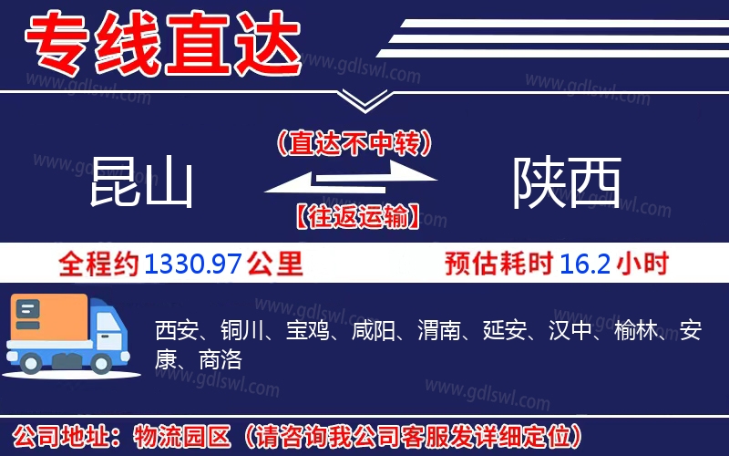 昆山到陜西物流公司 昆山到陜西物流公司