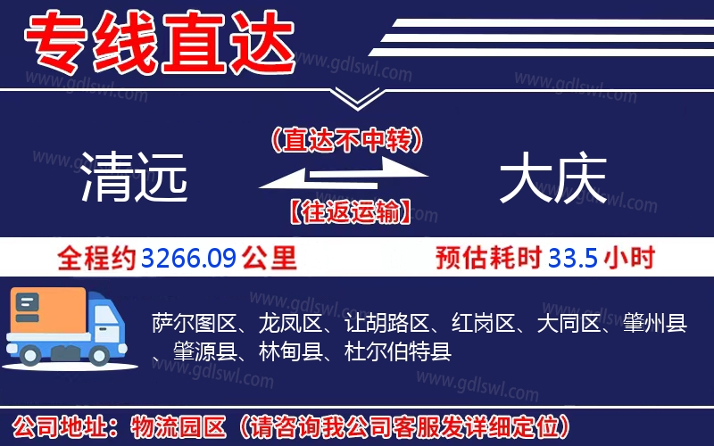 清遠(yuǎn)到大慶物流公司 清遠(yuǎn)到大慶物流公司