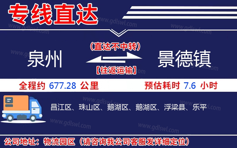 泉州到景德鎮(zhèn)物流公司