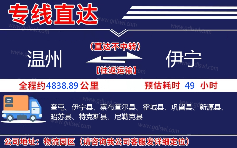 溫州到伊寧物流公司