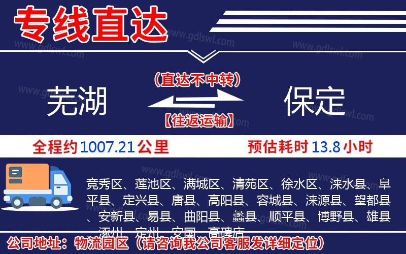 蕪湖到保定物流公司 蕪湖到保定物流公司