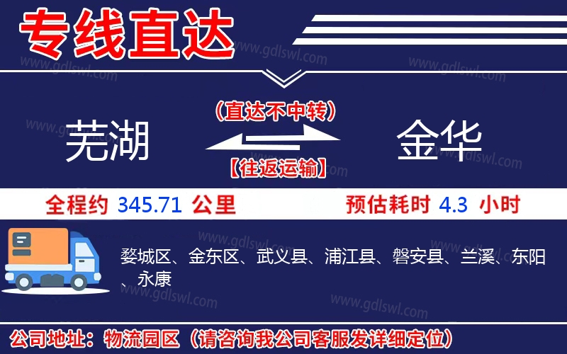 蕪湖到金華物流公司 蕪湖到金華物流公司