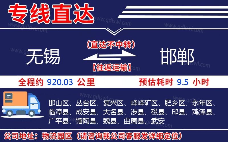 無錫到邯鄲物流公司 無錫到邯鄲物流公司