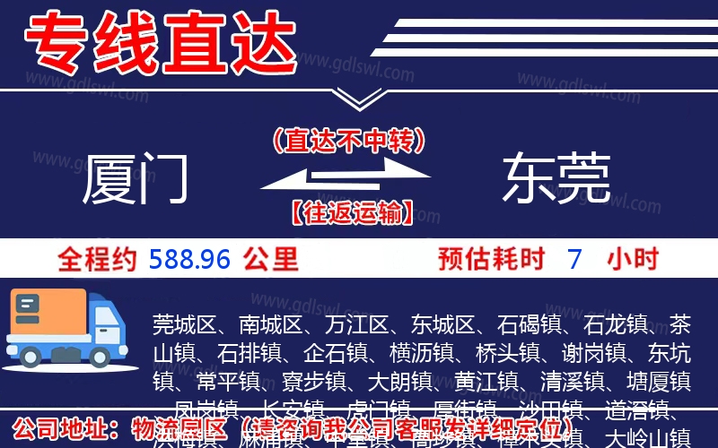 廈門(mén)到東莞物流公司