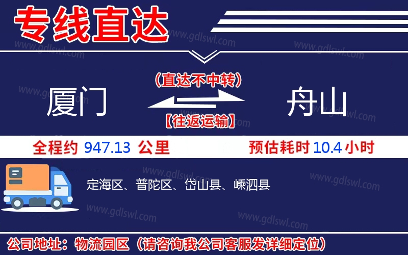 廈門(mén)到舟山物流公司 廈門(mén)到舟山物流公司