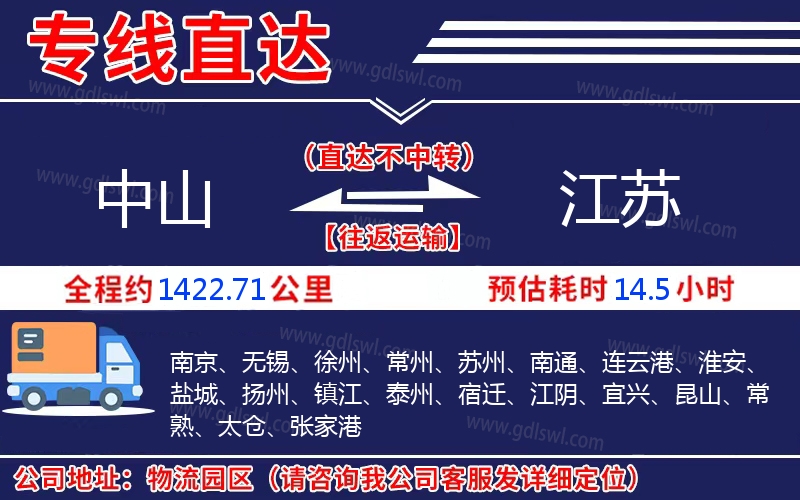 中山到江蘇物流公司 中山到江蘇物流公司